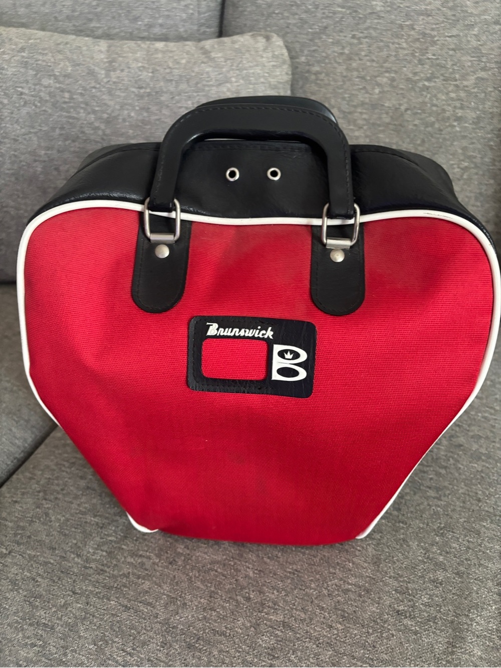 Vintage Brunswick Red Bowling Bag with Black Trim
